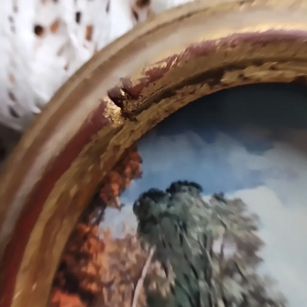 Gilded Italy Vintage Nashco Oval Wooden Framed Scenery Brushed Gold